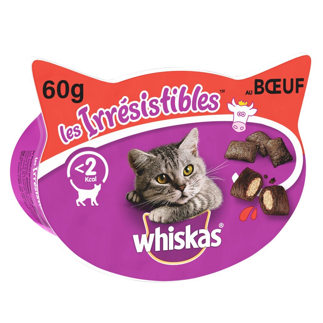Whiskas Whiskas Les Irrésistibles - Friandises au bœuf pour chats la boîte de 60g