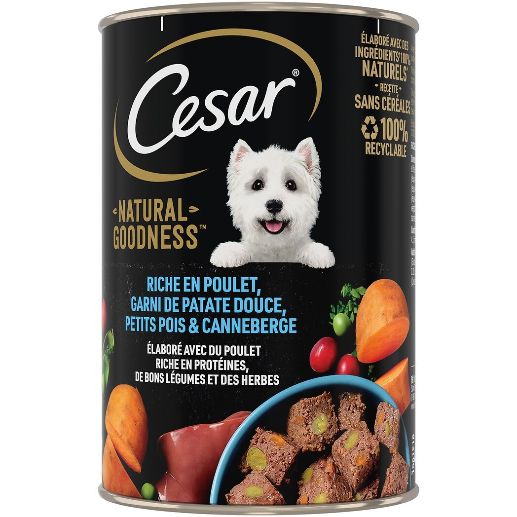 Cesar César Natural Goodness - Pâté riche en poulet pour chiens adulte la boite de 400 g