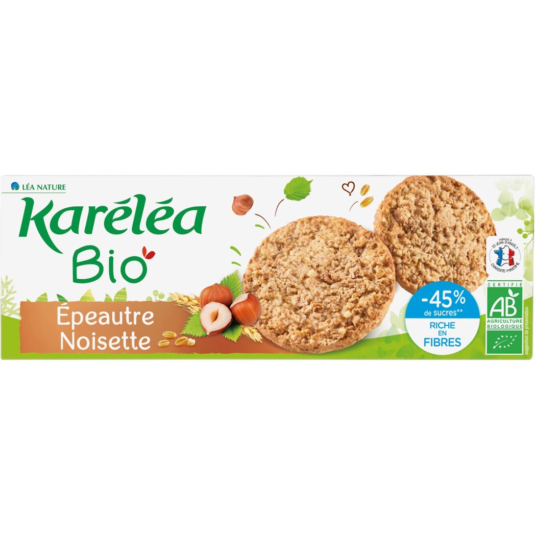Karéléa Karelea Sablé épeautre noisette réduit en sucre Bio le paquet de 150g