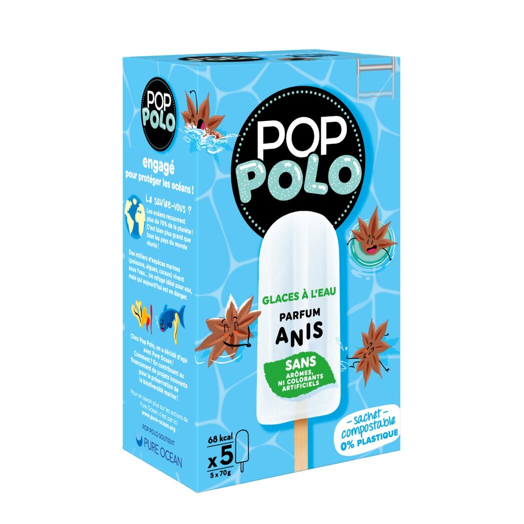 Pop'polo Pop Polo Glace à l'eau parfum anis la boite de 350g