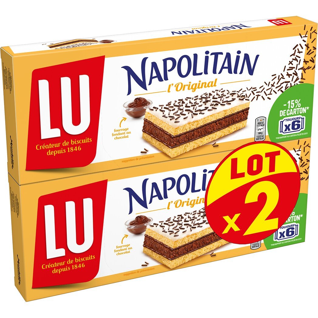 LU Napolitain L'Original - Gâteau moelleux les 2 boîtes de 180g - 360g
