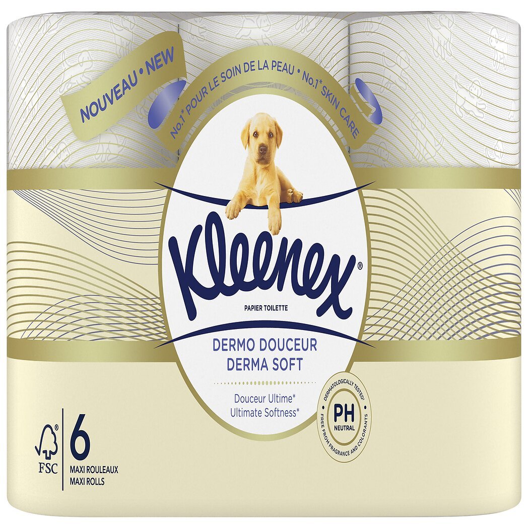 Kleenex Kleenex Papier toilette Dermo Douceur Le paquet de 6 rouleaux