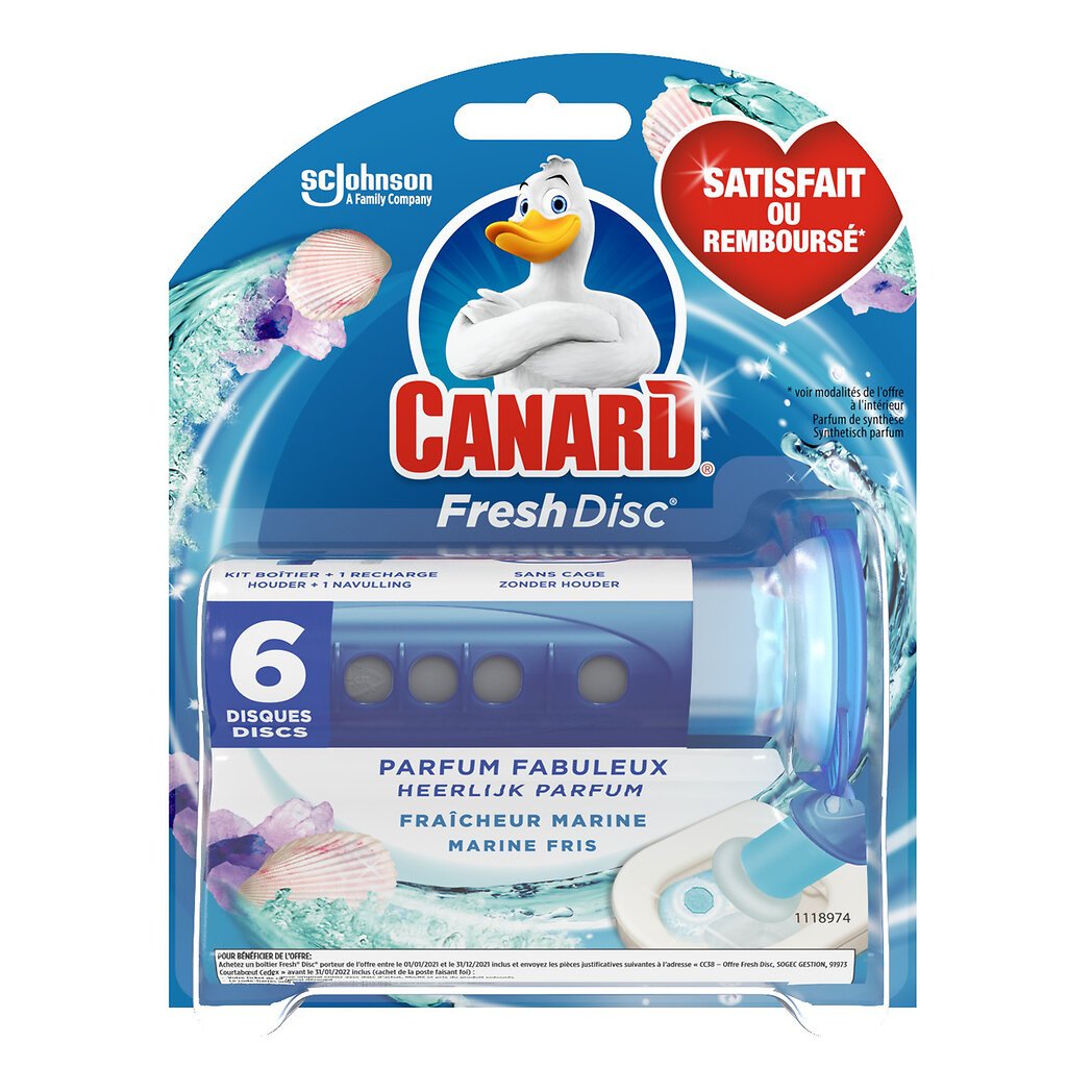 Canard Canard Fresh Disc - Disque de gel WC fraîcheur marine le boîtier + 6 disques