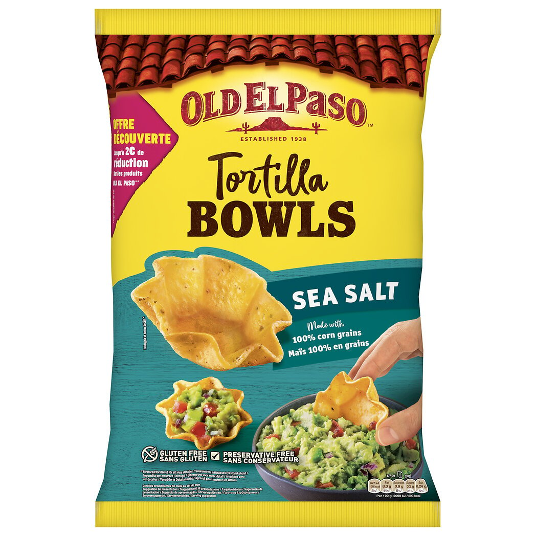 Old El Paso Old El Paso Chips tortilla bowls sea salt Le sachet de 150g