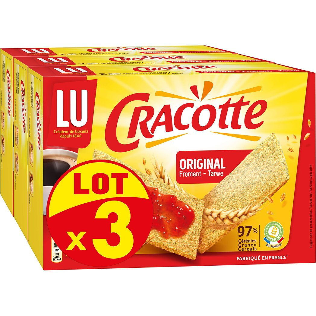 LU LU Cracotte - Tartines Original froment le lot de 3 boites de 250 g
