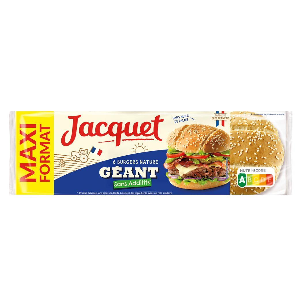 Jacquet Jacquet Burger géant nature sans additif le paquet de 6 burgers -525g