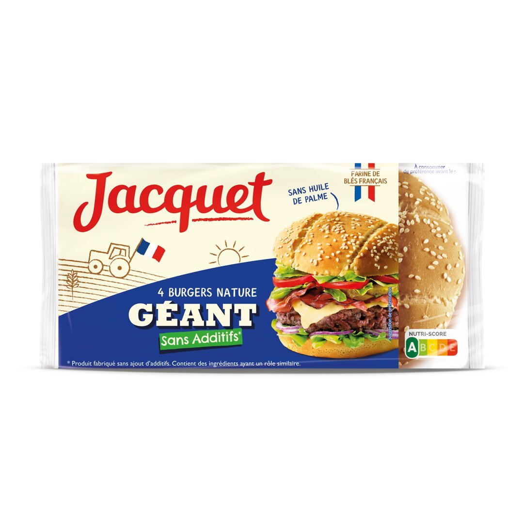 Jacquet Jacquet Burger Géant Nature Sans Additif le paquet de 4 - 350g