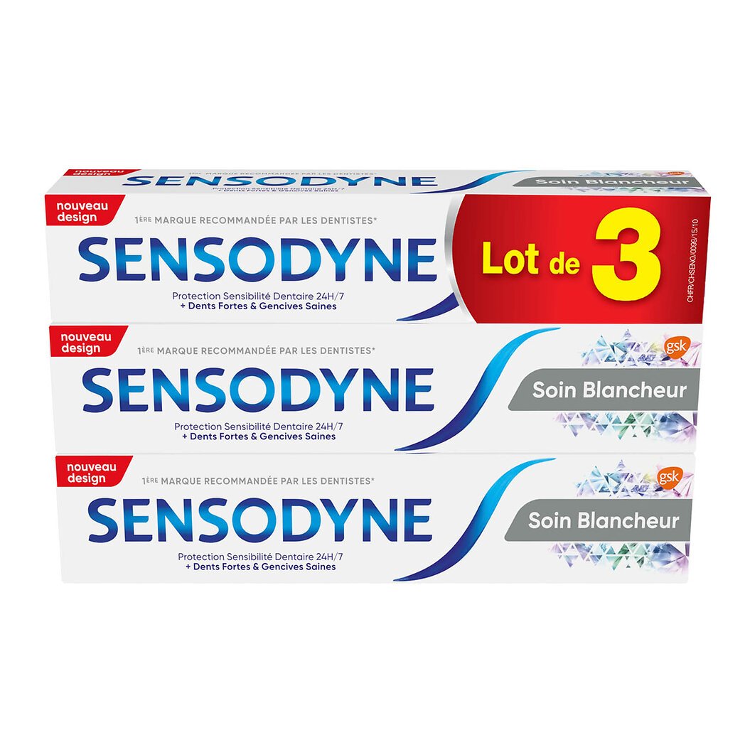 Sensodyne Sensodyne Dentifrice soin blancheur 24H les 3 tubes de 75ml - 225ml