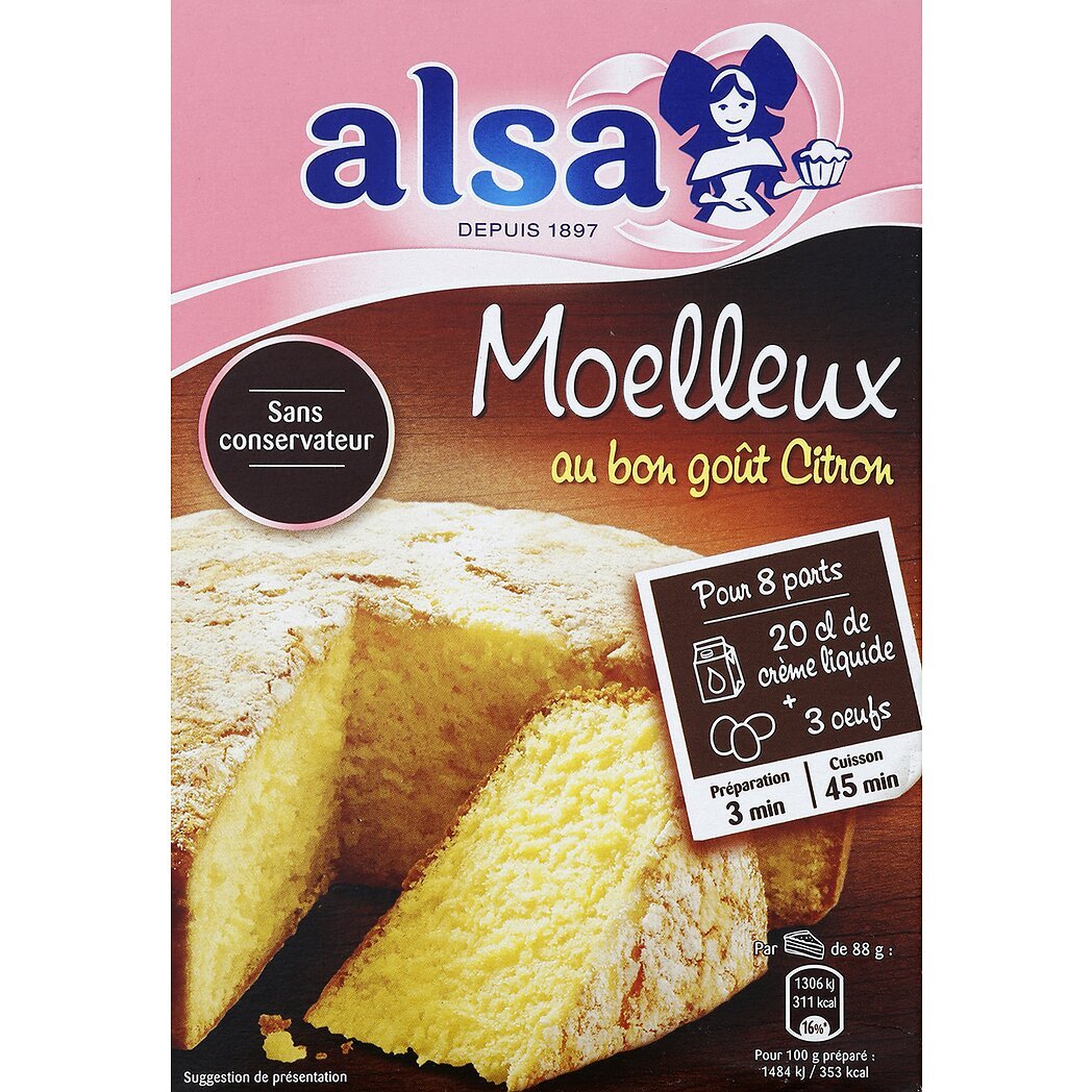 Alsa Alsa Préparation pour gâteau moelleux au bon goût citron le paquet de 435g