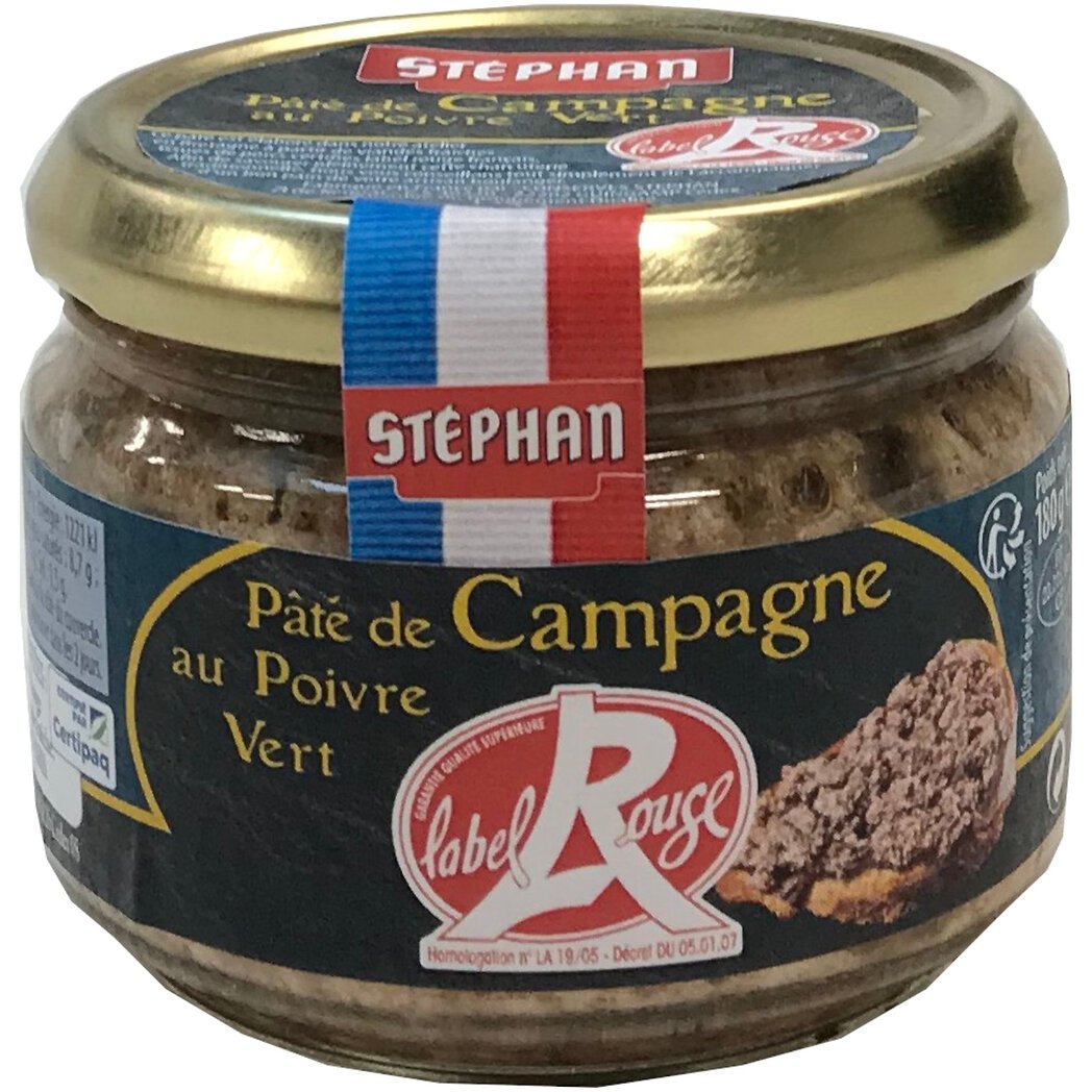 Stéphan Stephan Pâté de campagne au poivre vert Label Rouge le bocal de 180g