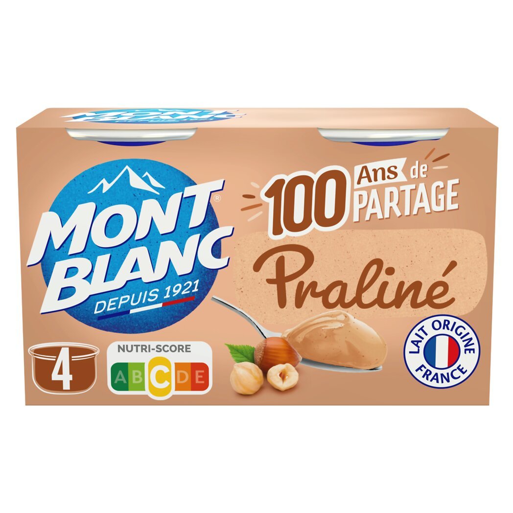 Mont Blanc Mont Blanc Crème dessert praliné les 4 pots de 125g - 500g