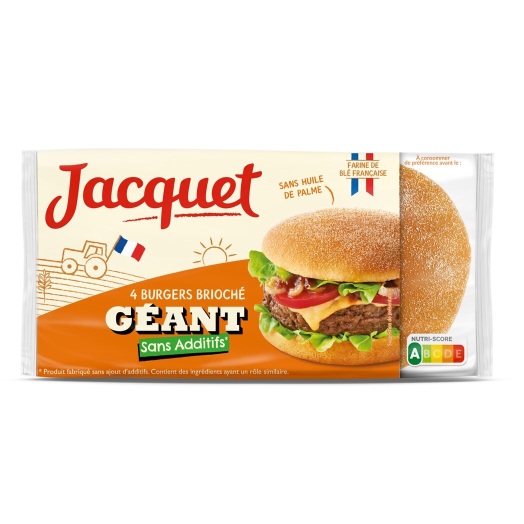 Jacquet Jacquet Burger brioché géant sans additif les 4 - 320g