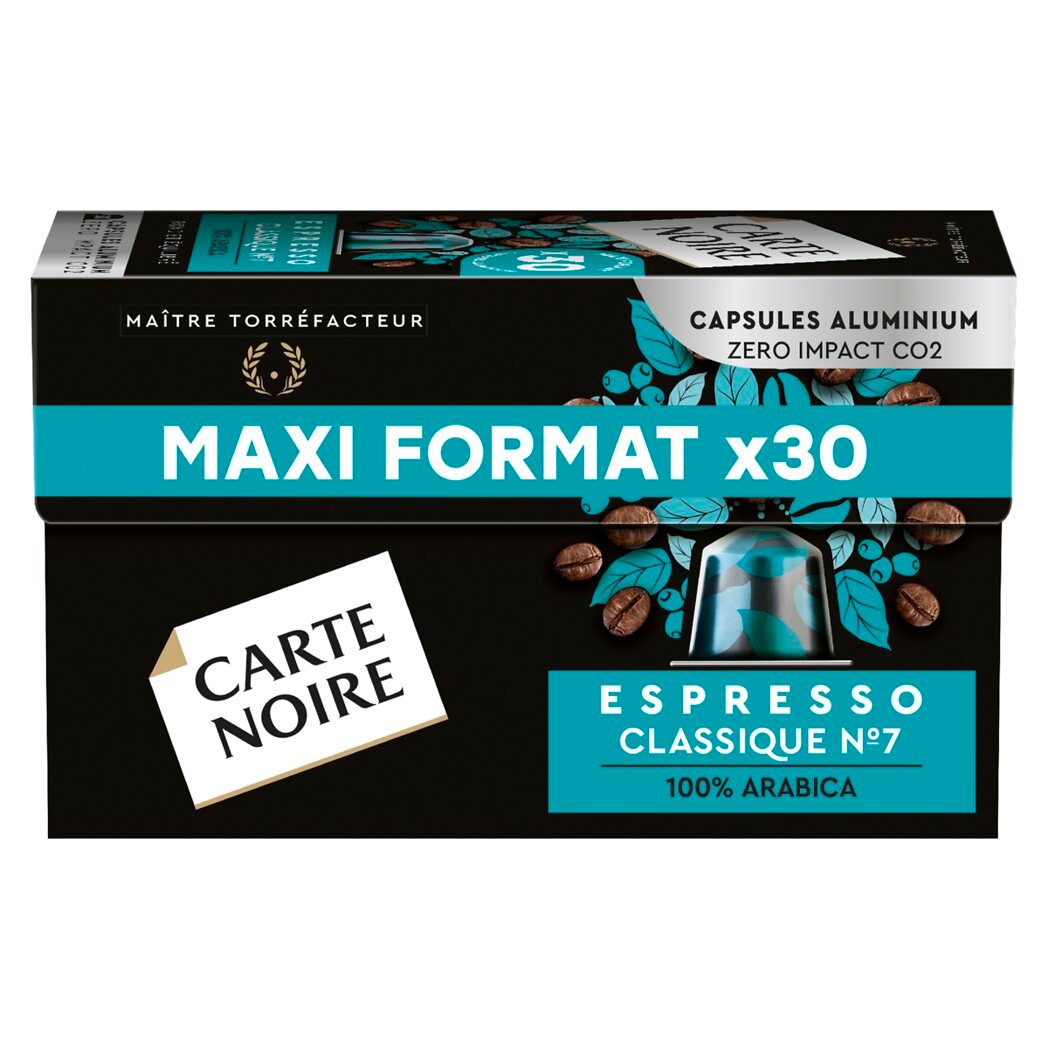 Carte Noire Eespresso classique N°7 - Capsules de café compatibles Nespresso La boîte de 30 capsules - 165g