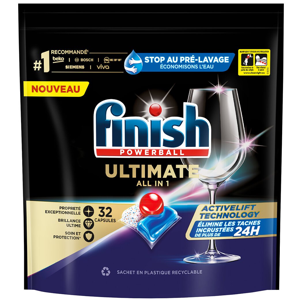 Finish Finish Powerball ultimate all in 1 lave vaisselle le paquet de 32 tablettes
