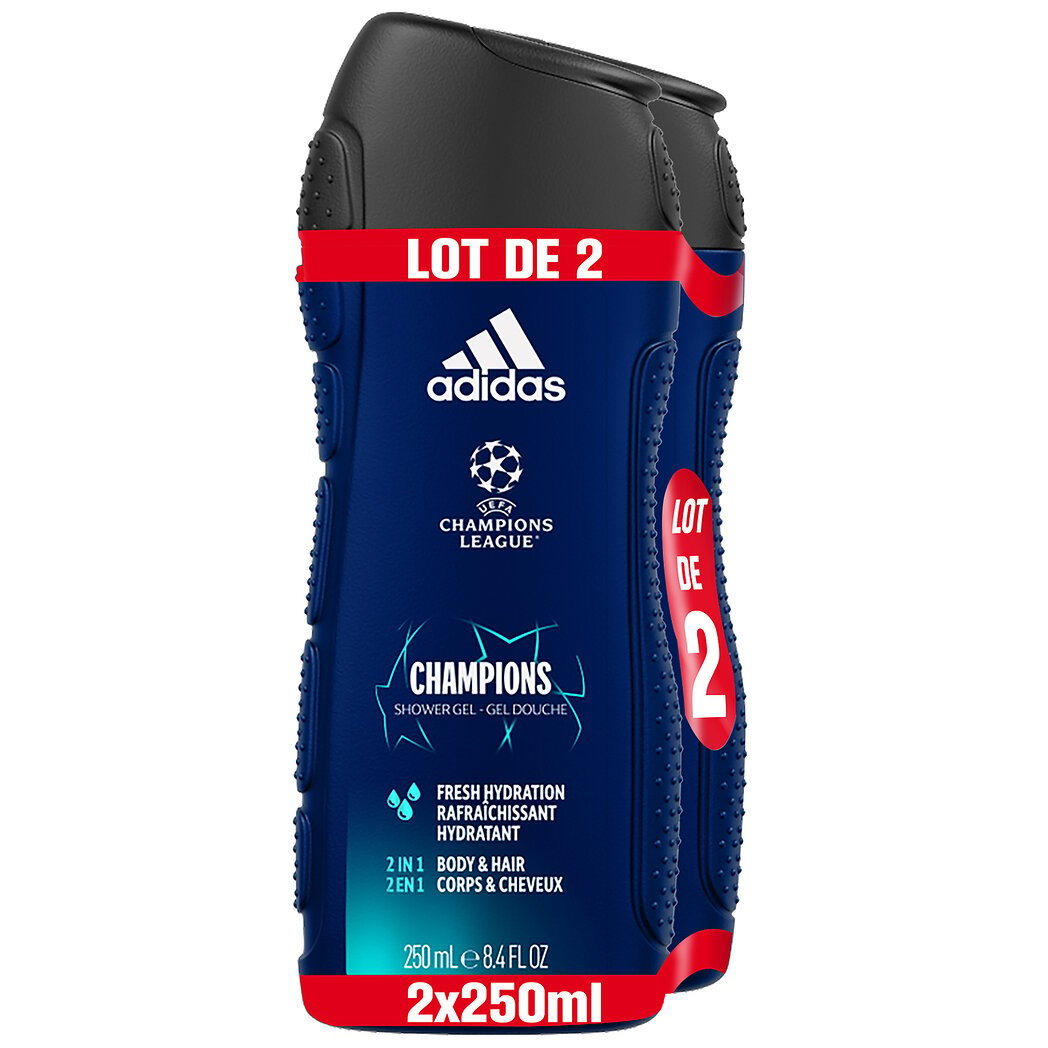 Adidas Adidas Gel douche UEFA 8 champions edition les 2 flacons de 250ml - 500ml