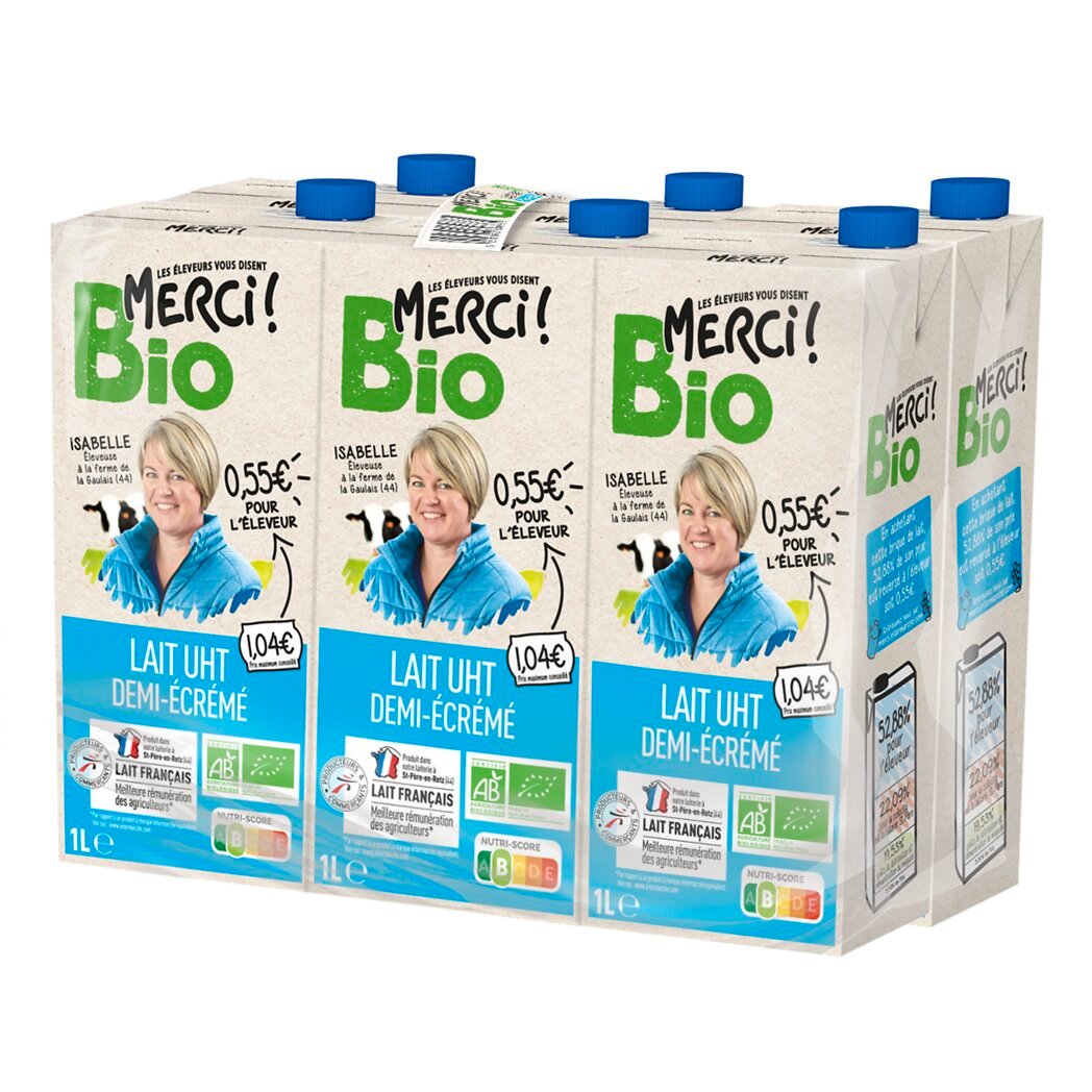 Le Lait demi-écrémé UHT BIO Monbertille - mon-marché.fr