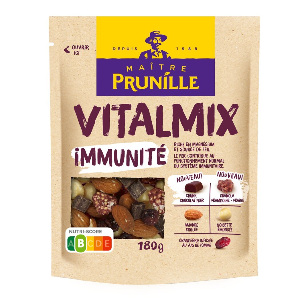 Maître Prunille Vitalmix - Assortiment Immunité chocolat amande noisette cranberry et granola Le sachet de 180g