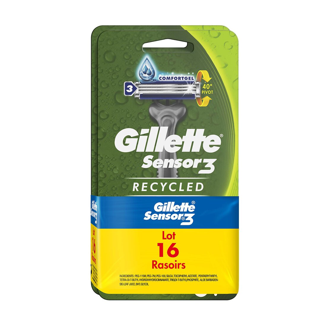 Gillette Gillette Rasoirs jetables Sensor3 recyclés le paquet de 16