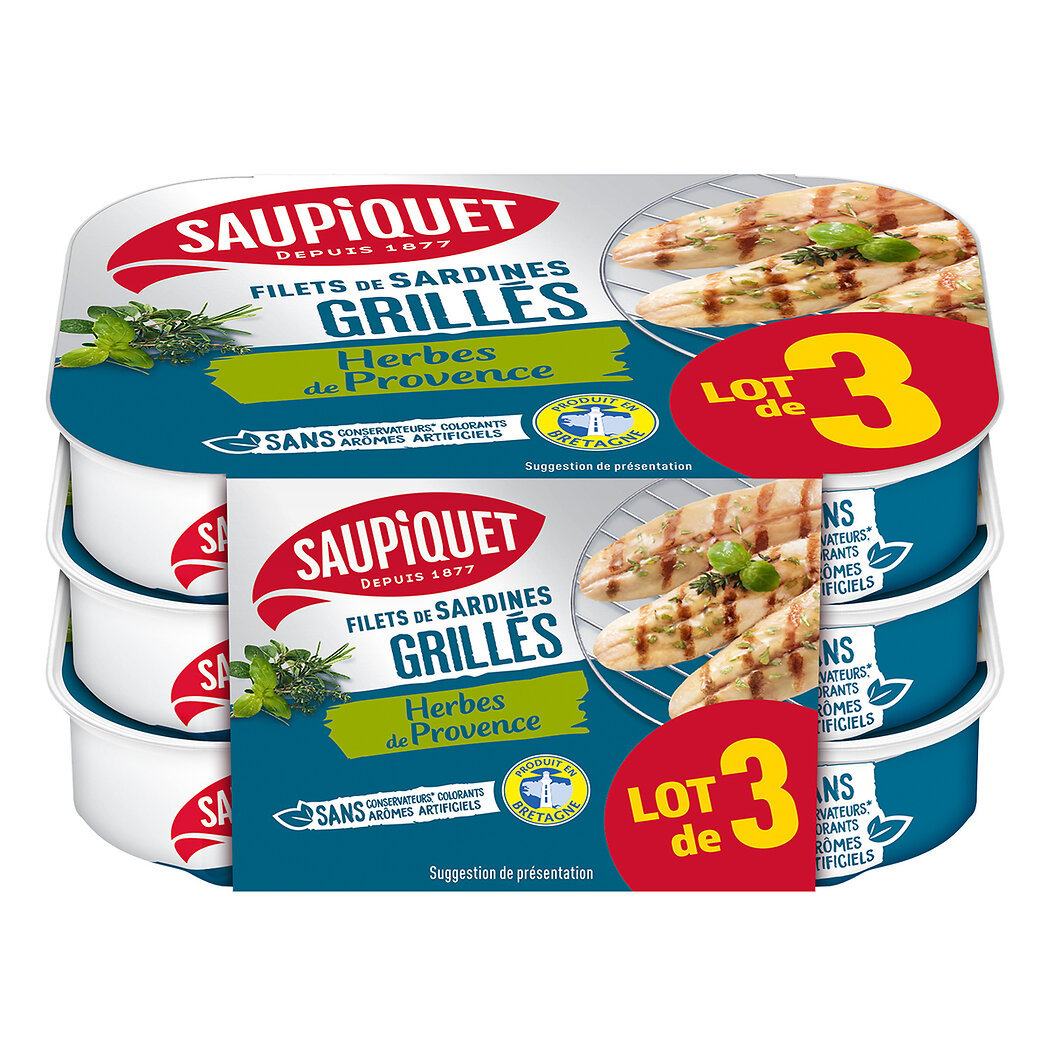 Saupiquet Saupiquet Filets de sardines grillés aux herbes de Provence les 3 boîtes de 70g - 210g