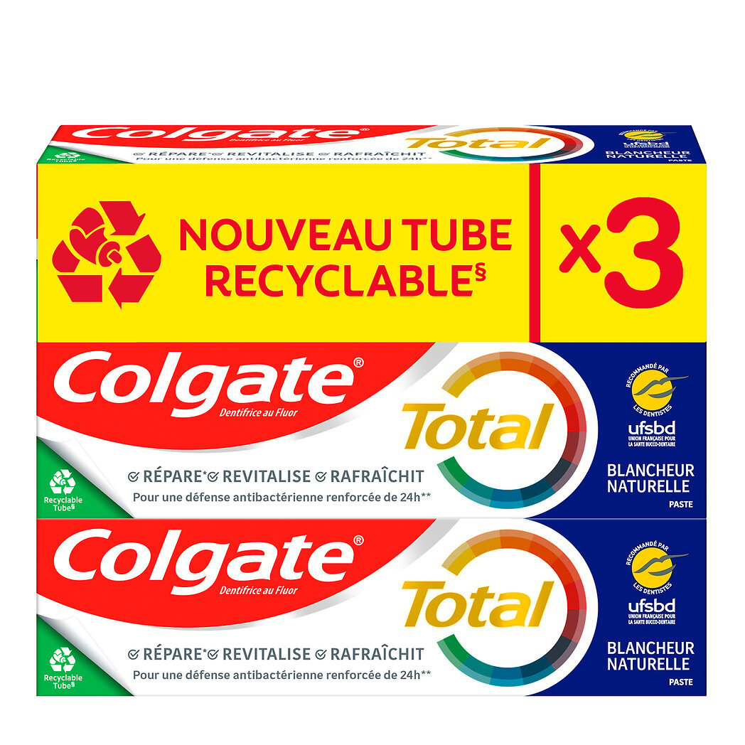 Colgate Colgate Total - Dentifrice blancheur Le lot de 3 tubes de 75ml - 225ml