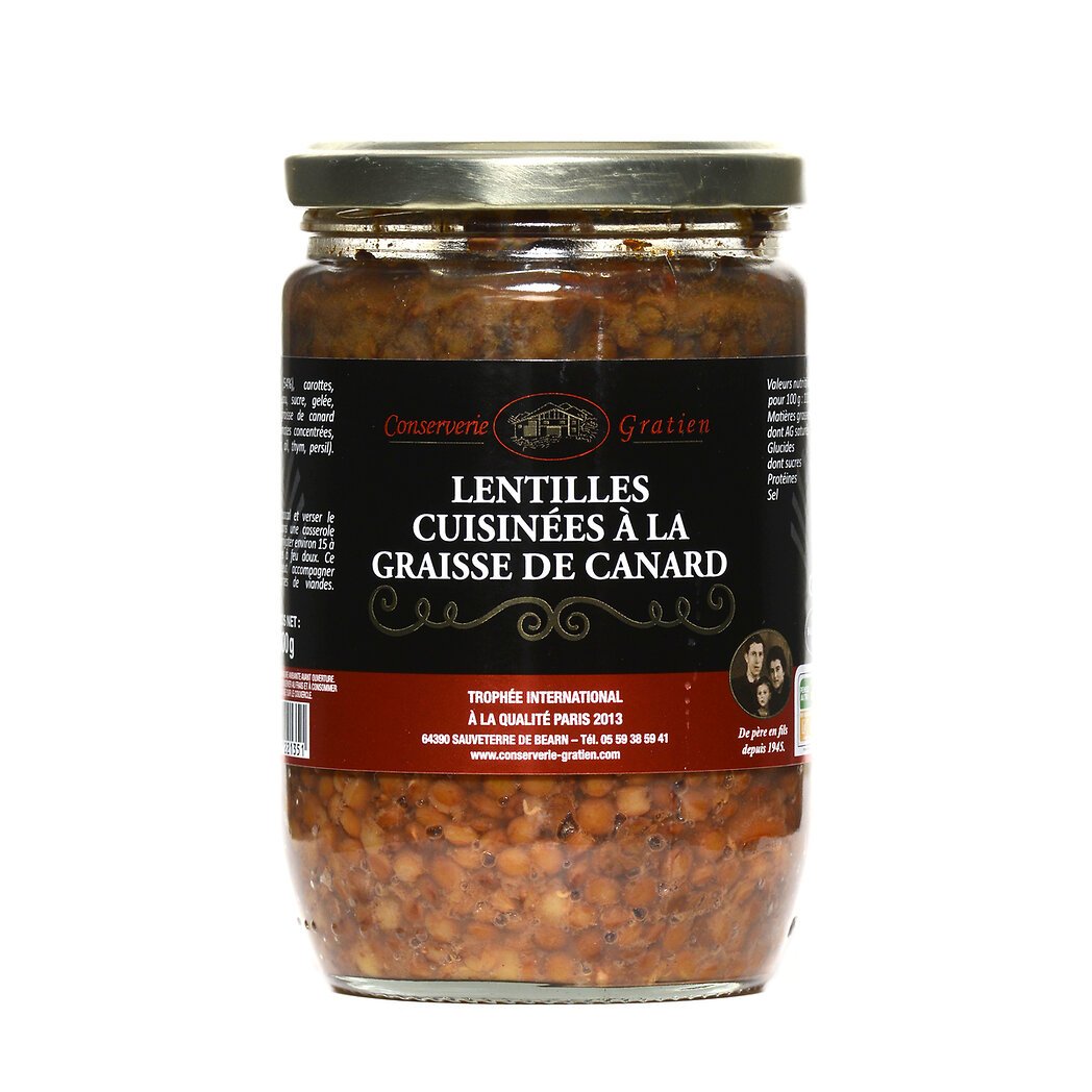 Lentilles cuisinées à la graisse de canard Conserverie Gratien Intermarché