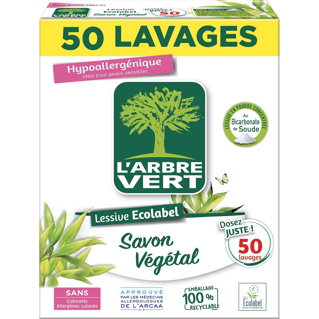 Lessive en poudre au savon végétal L'Arbre Vert - Intermarché
