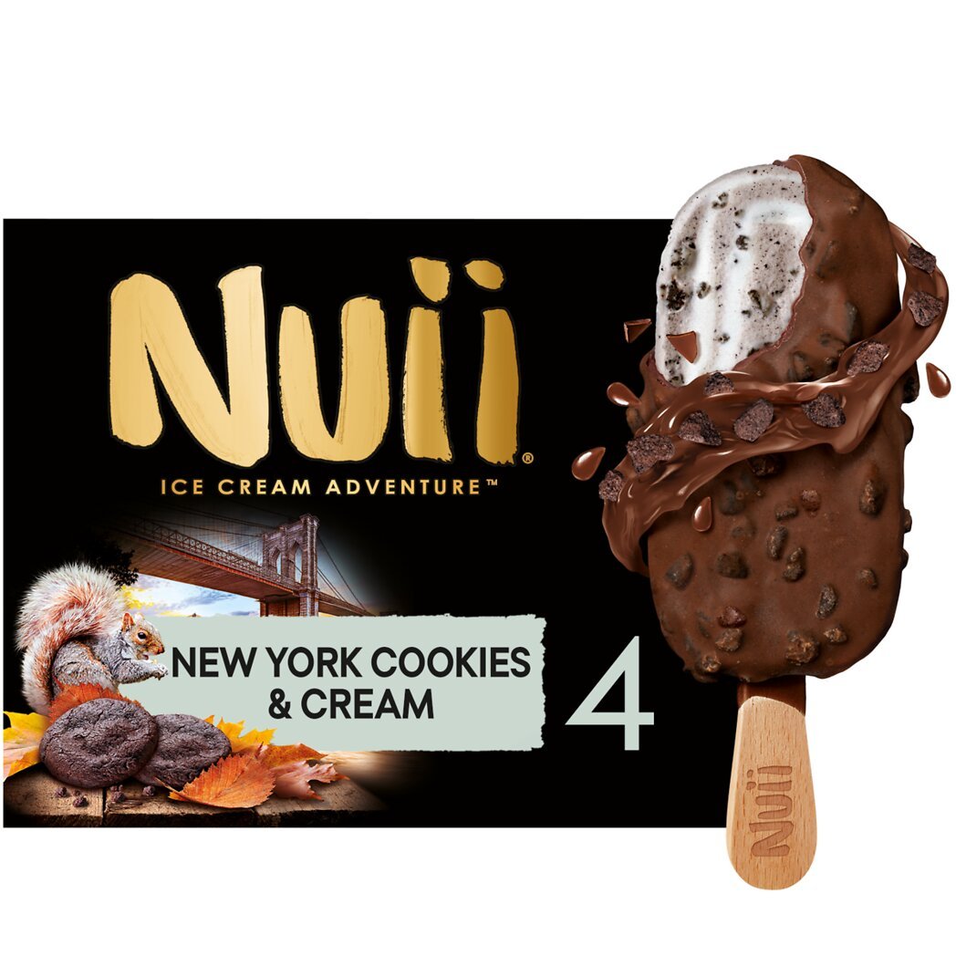 Nuii New York cookies et crème La boîte de 4 bâtonnets - 268g