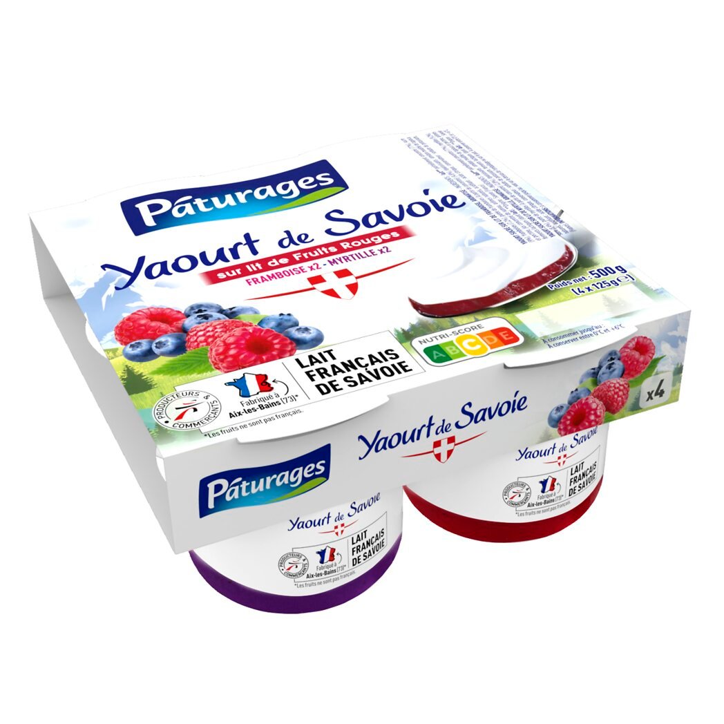 Yaourt de Savoie sur lit de fruits rouges (framboise et myrtille) Pâturages Intermarché