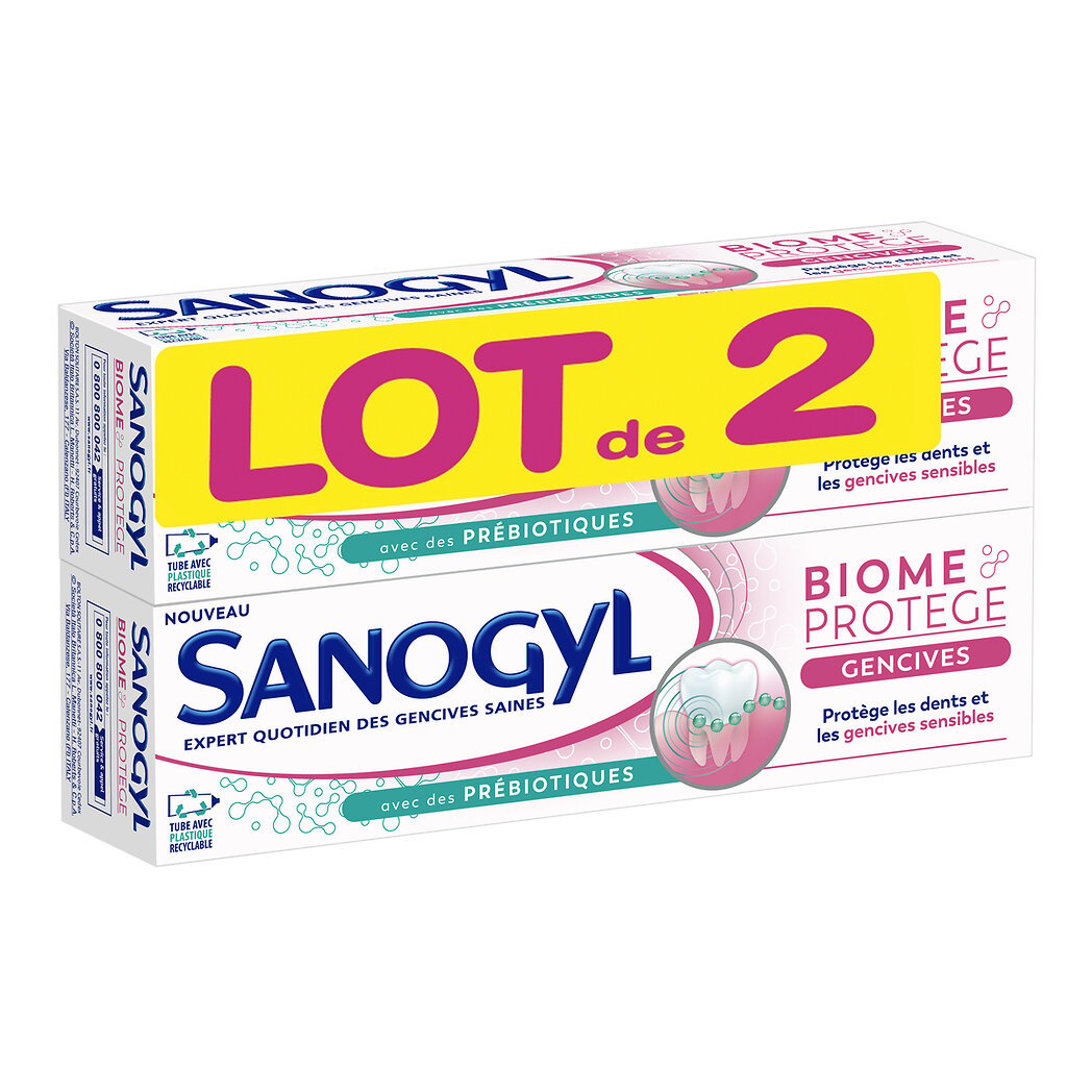 Sanogyl Dentifrice biome protège gencives Le lot de 2 tubes de 75ml - 150ml