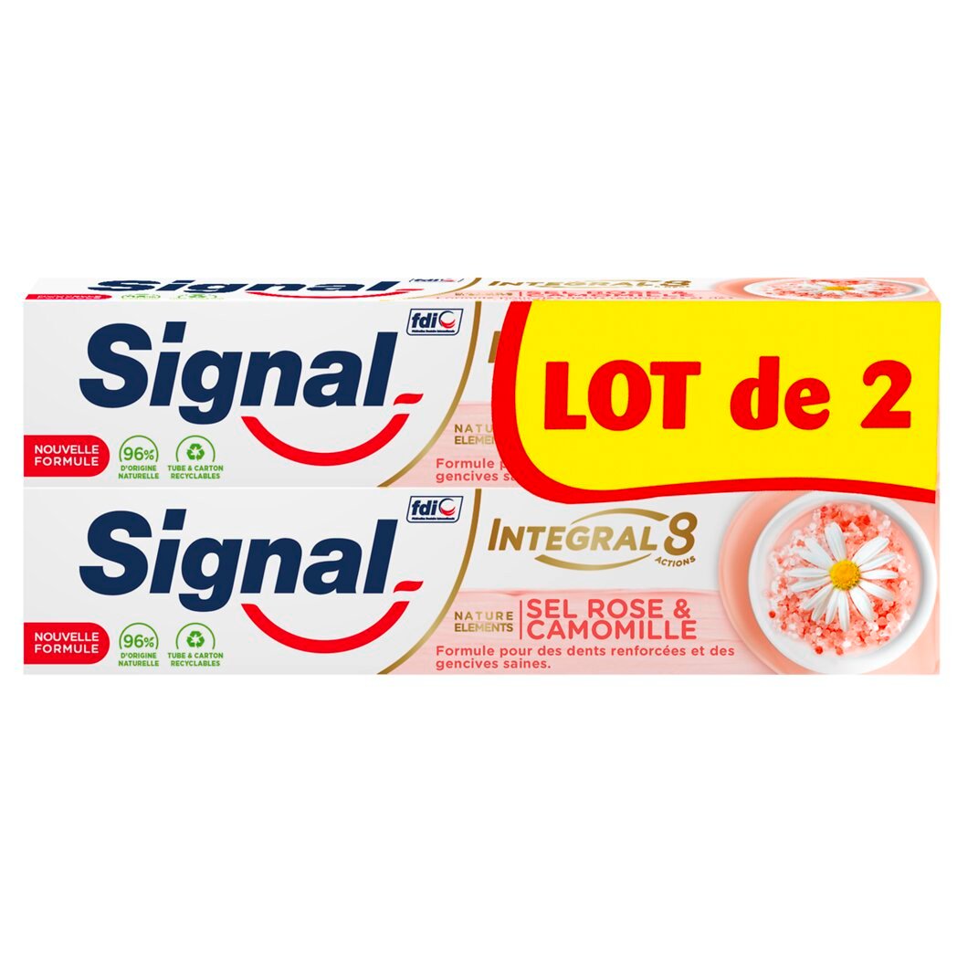Signal Dentifrice sel rose et camomille - nature éléments Les 2 dentifrices de 75ml