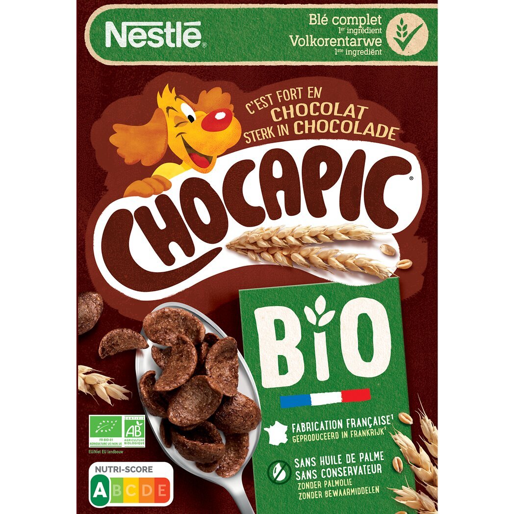 Nestlé Nestlé Chocapic Céréales petit déjeuner BIO au chocolat la boite de 375g