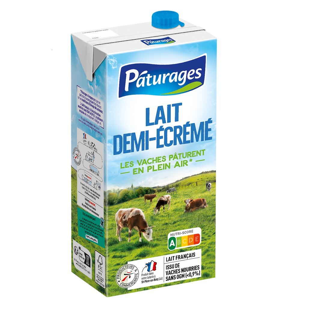 Lait frais demi-écrémé - Páturages - 1 l