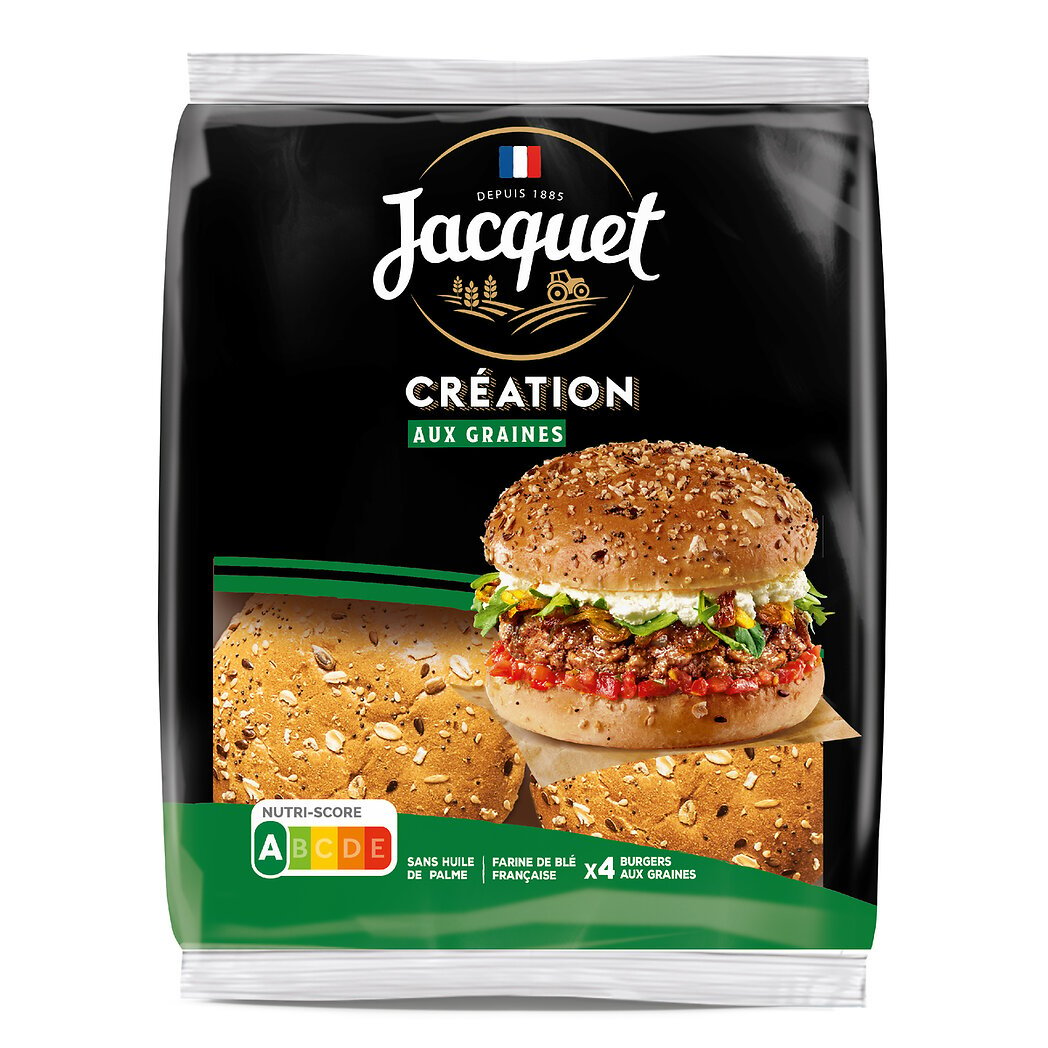 Jacquet Jacquet Pain burger création aux graines le paquet de 4 burgers - 260g
