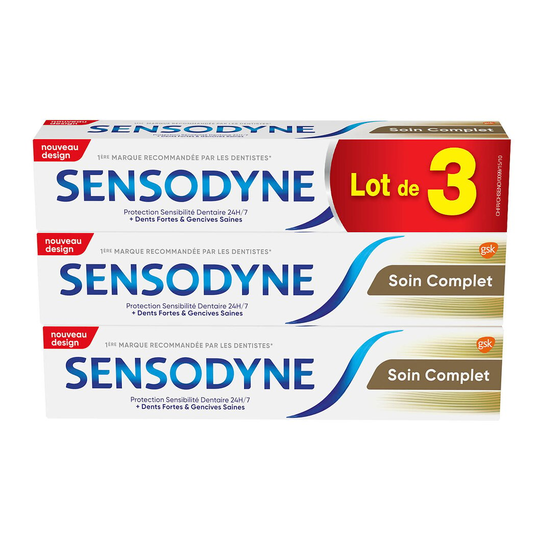 Sensodyne Sensodyne Dentifrice soin complet 24H les 3 tubes de 75ml - 225ml