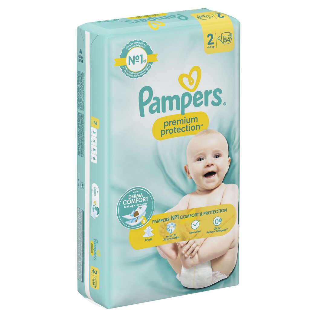 Pampers Couches Premium protection taille 2 Le paquet de 54 couches