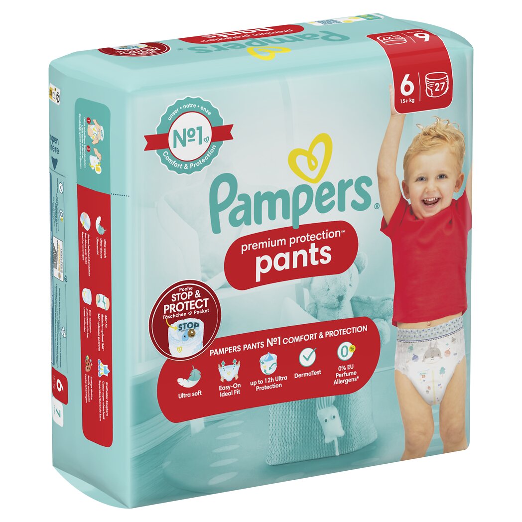 Couches culottes premium protection taille 6, 15kg+ Pampers - Intermarché
