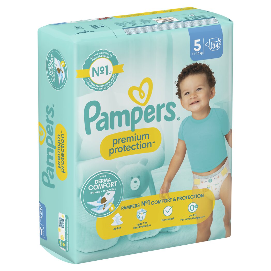 Pampers Couches Premium protection taille 5 Le paquet de 34 couches