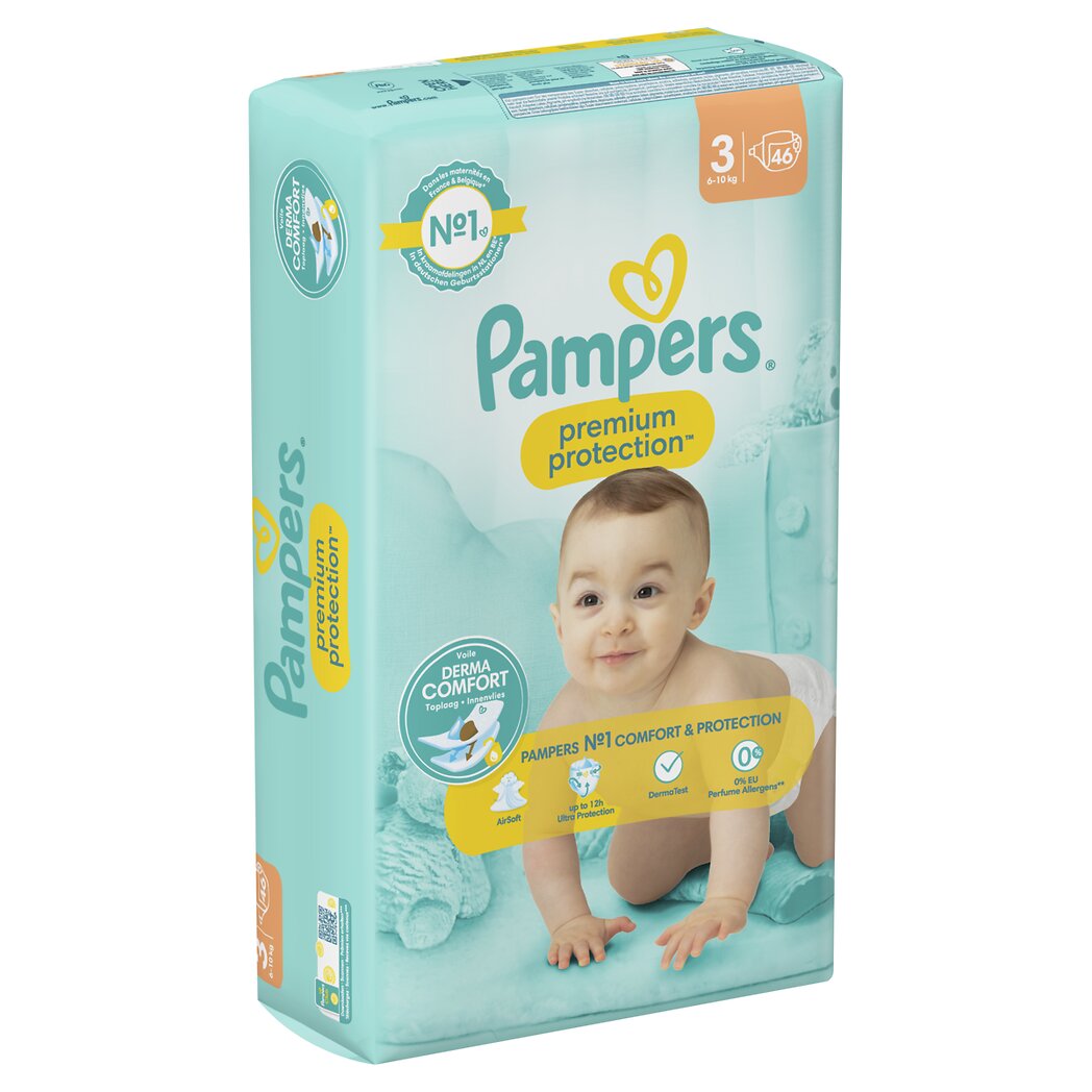 Pampers Couches premium protection taille 3 Le paquet de 46 couches