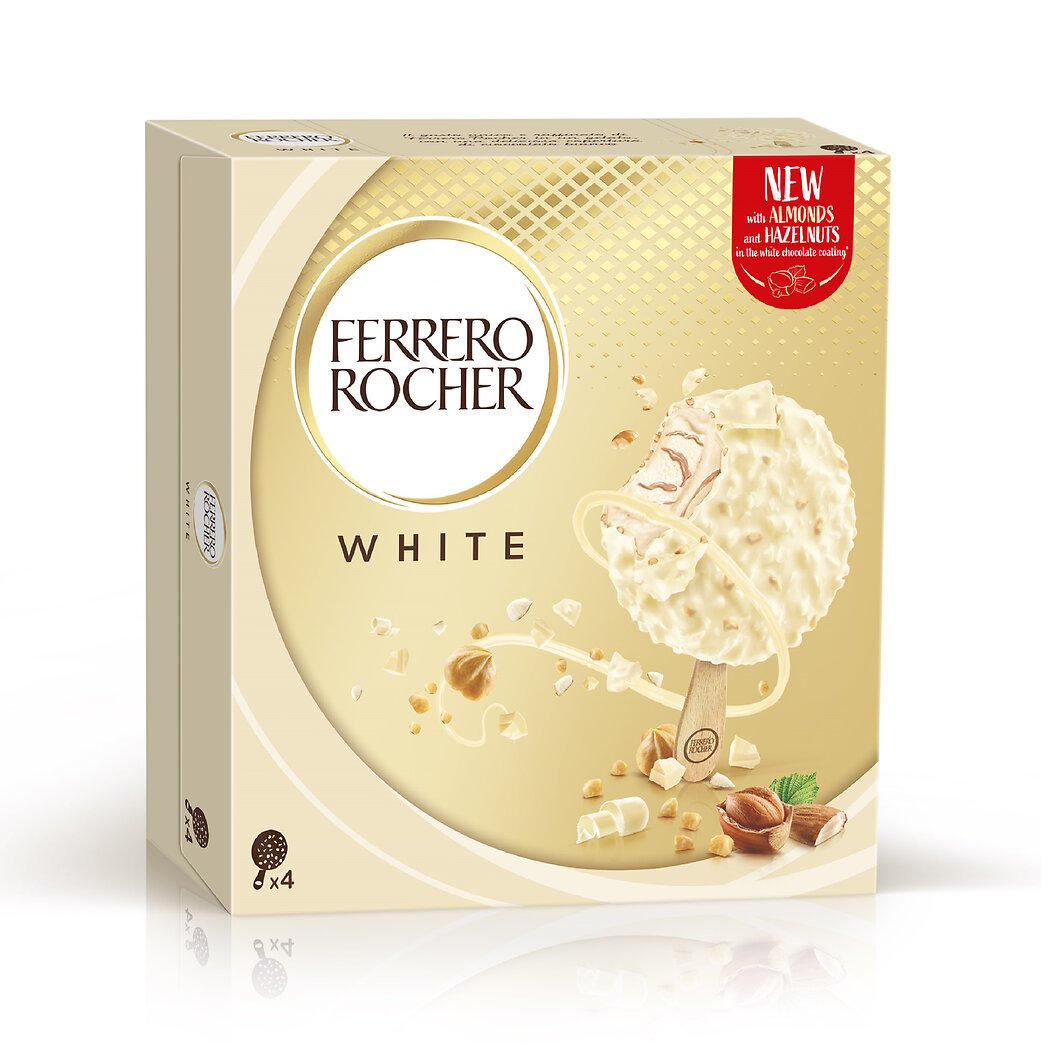 Ferrero Glace bâtonnet chocolat blanc noisettes les 4 glaces de 50g - 200g