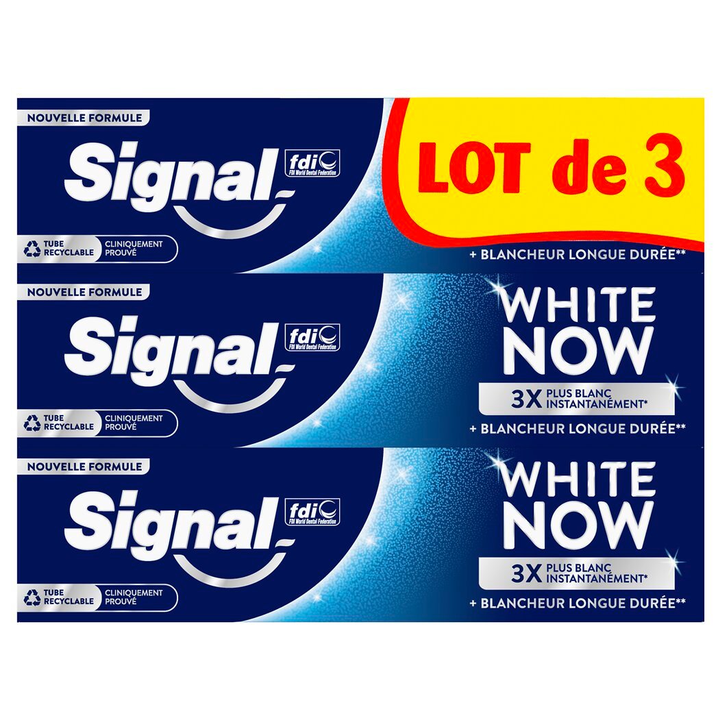 Signal White Now - Dentifrice blancheur original Le lot de 3 tubes de 75ml - 225ml