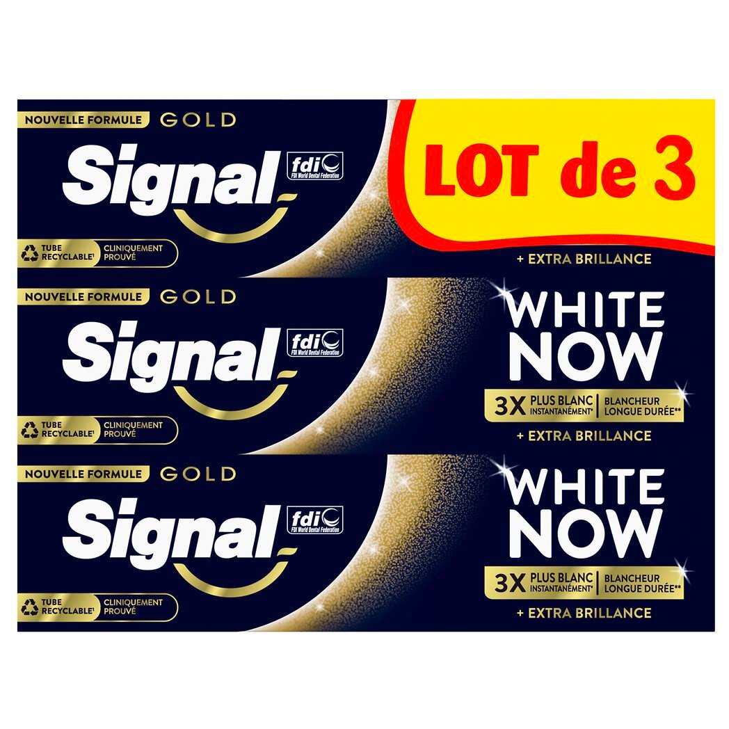 Signal White Now - Dentifrice blancheur Gold Le lot de 3 tubes de 75ml - 225ml