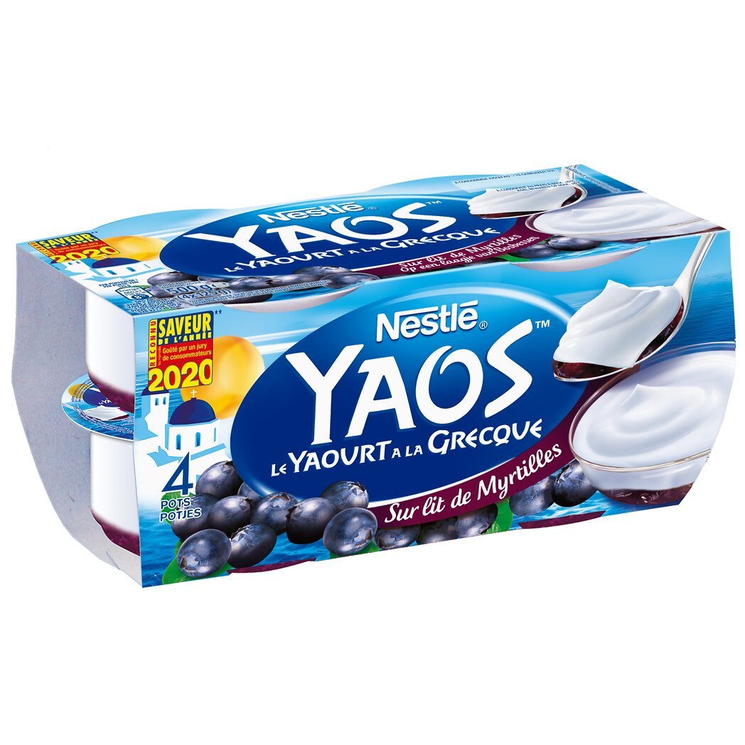 Nestlé Nestlé Yaos - Le Yaourt à la Grecque sur lit de myrtilles les 4 pots de 125 g