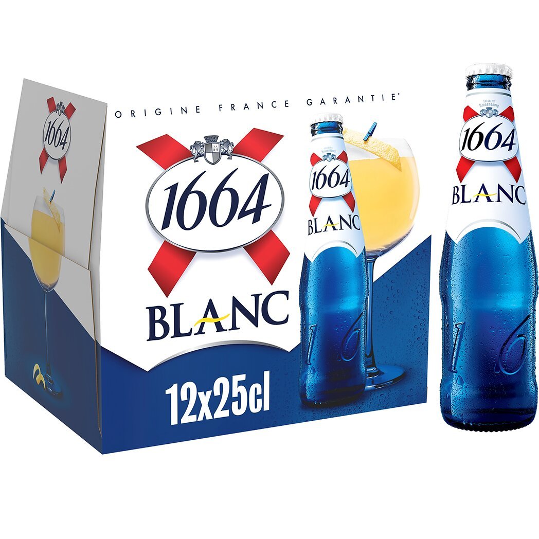1664 1664 Blanc - Bière blanche aux notes d'agrumes le pack de 12 bouteilles de 25cl - 3l
