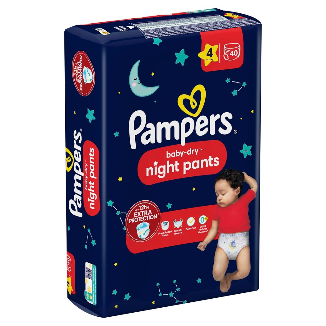 Pampers Baby Dry Night Pants - Couches culottes pour la nuit taille 4, 9-15kg le paquet de 40 couches