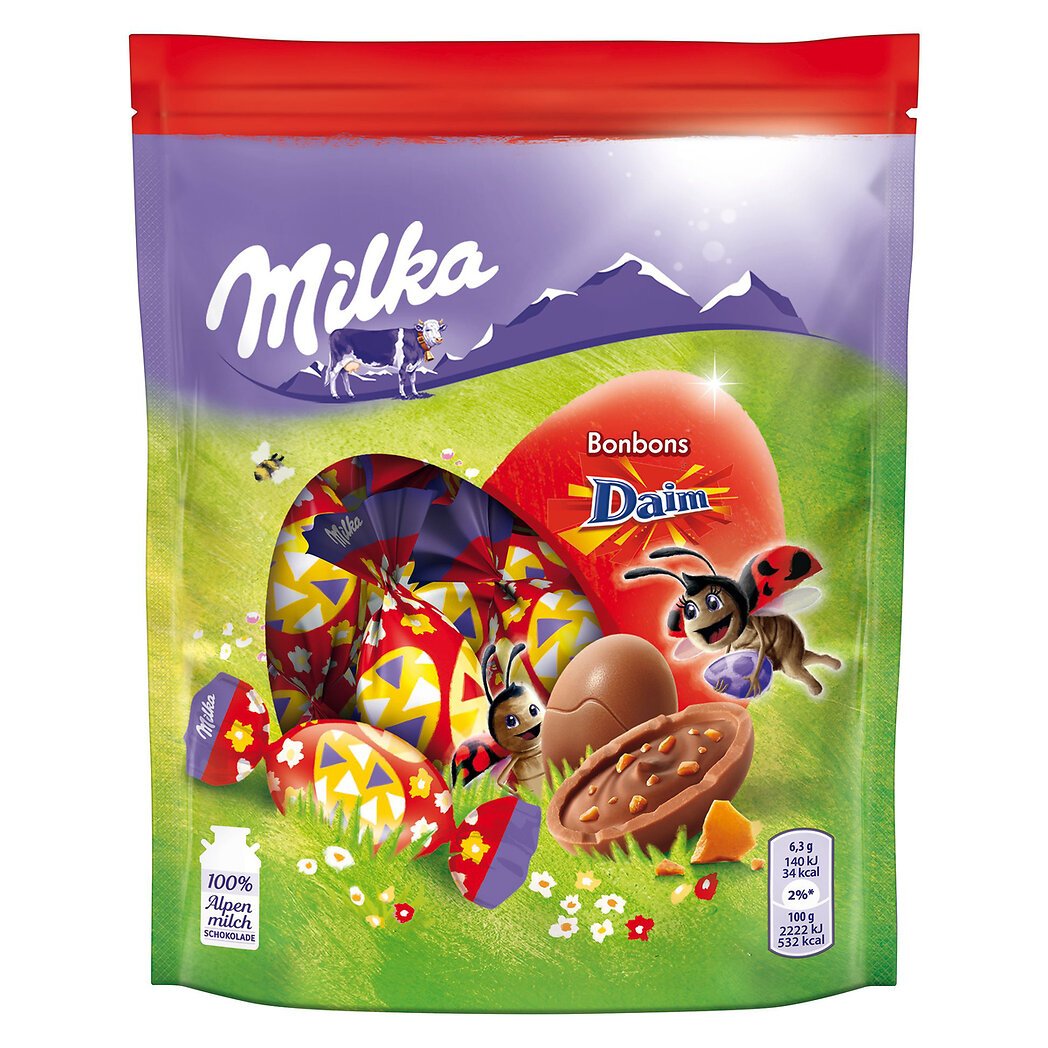 Milka Milka Œufs chocolat au lait éclat caramel Daim le sachet de 86 g