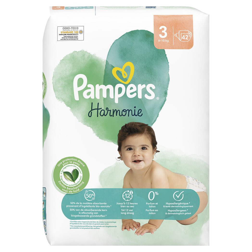 Pampers Harmonie - Couches taille 3 Le paquet de 42 couches