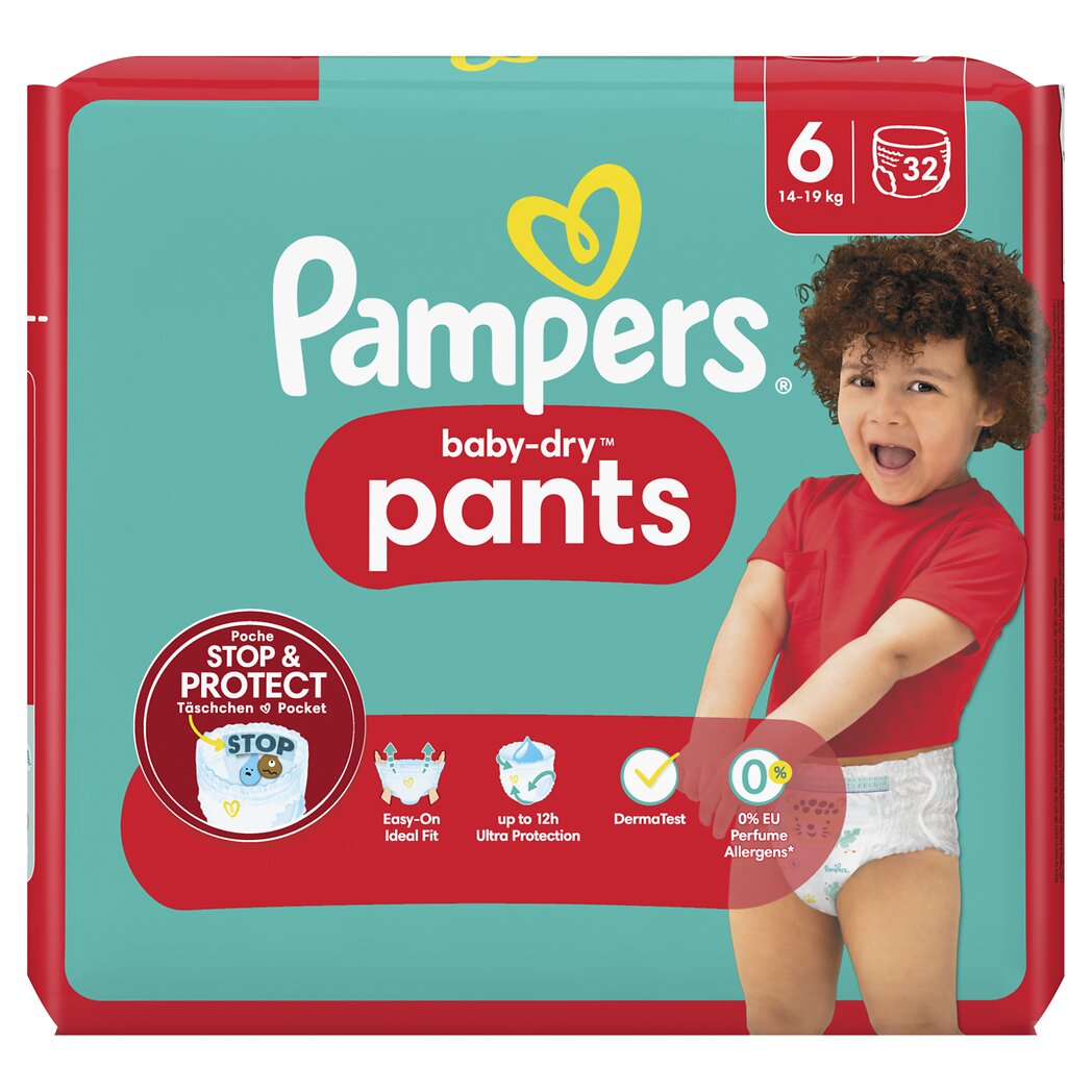 Pampers Baby Dry Pants - Couches culottes taille 6, 14-19kg le paquet de 32 couches