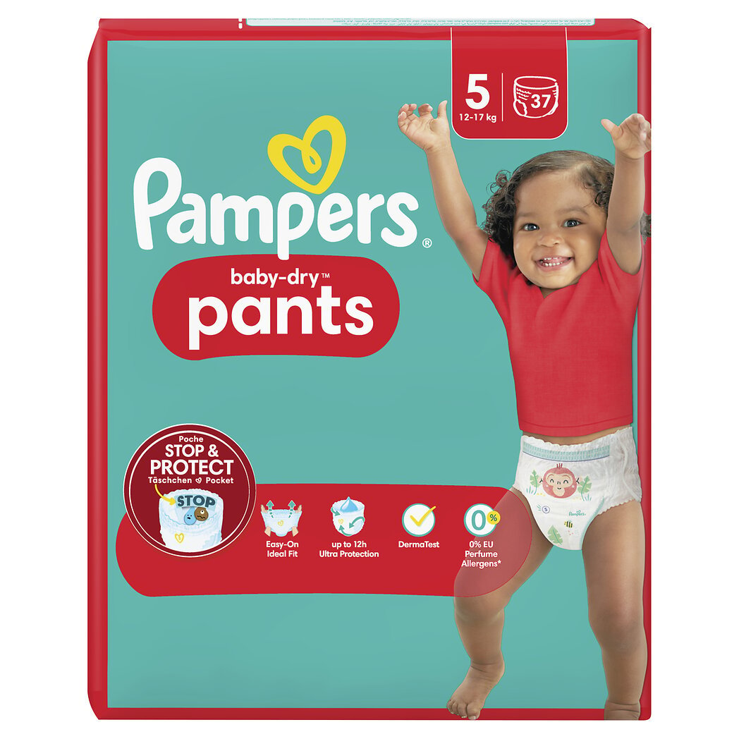 Pampers Baby Dry Pants - Couches culottes taille 5, 12-17kg le paquet de 37 couches