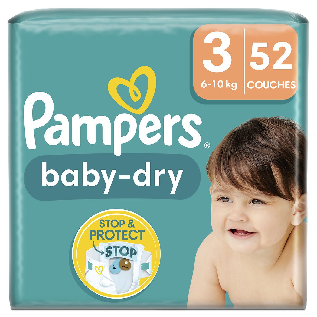 Pampers Baby Dry - Couches taille 3, 6-10kg le paquet de 52 couches