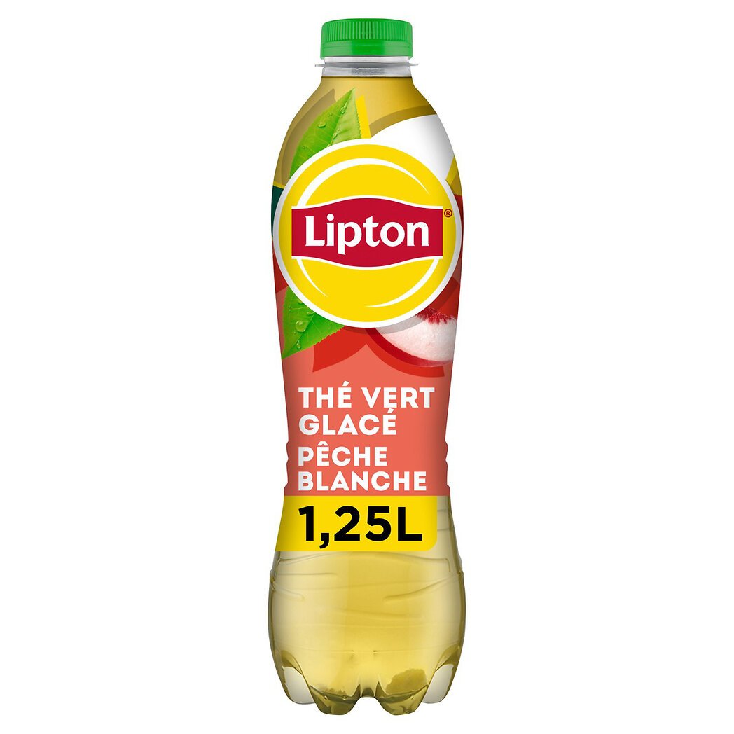 Lipton Ice Tea - Boisson au thé vert saveur pêche blanche la bouteille de 1,25l